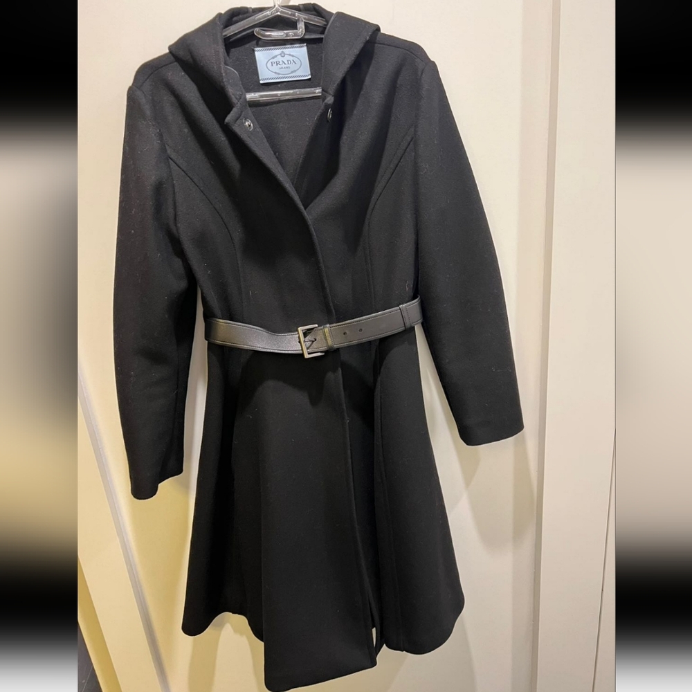 Prada coat with leather belt